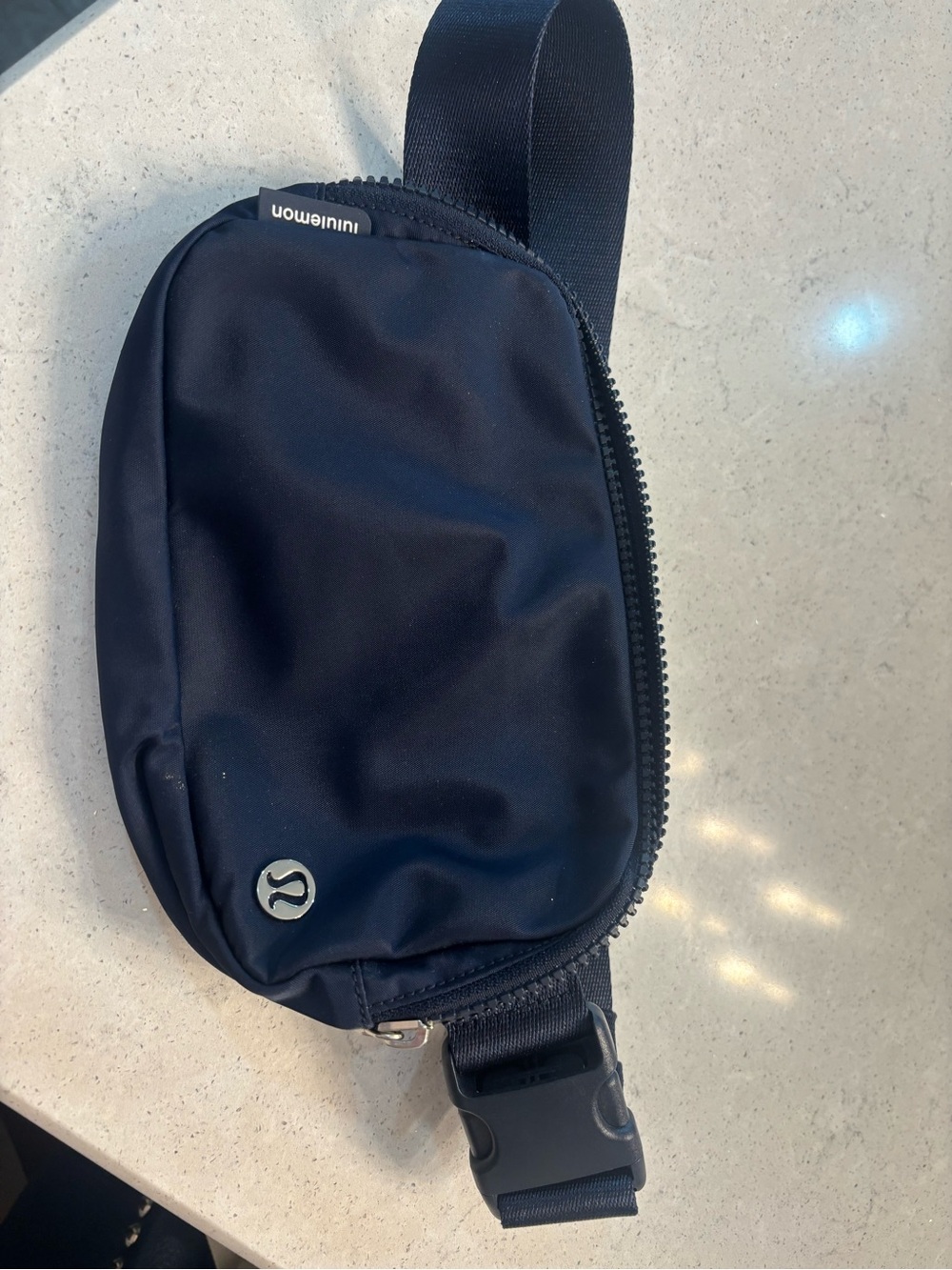 lululemon athletica Navy Black Belt Bag with Silver Logo